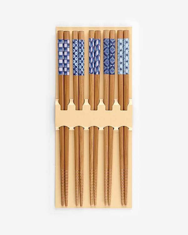 천연목 패턴 젓가락 5P세트 라이트 블루 / H4637